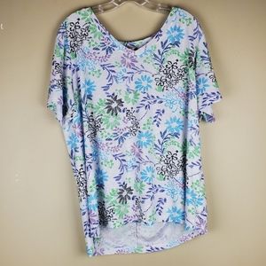 White Stag Floral Short Sleeve Top - Size 2X